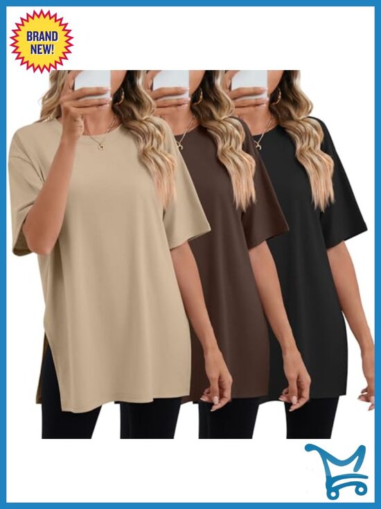 Tops - 3 Pack Oversized Workout T Shirts Loose Fit Crewneck Summer Basic Tees